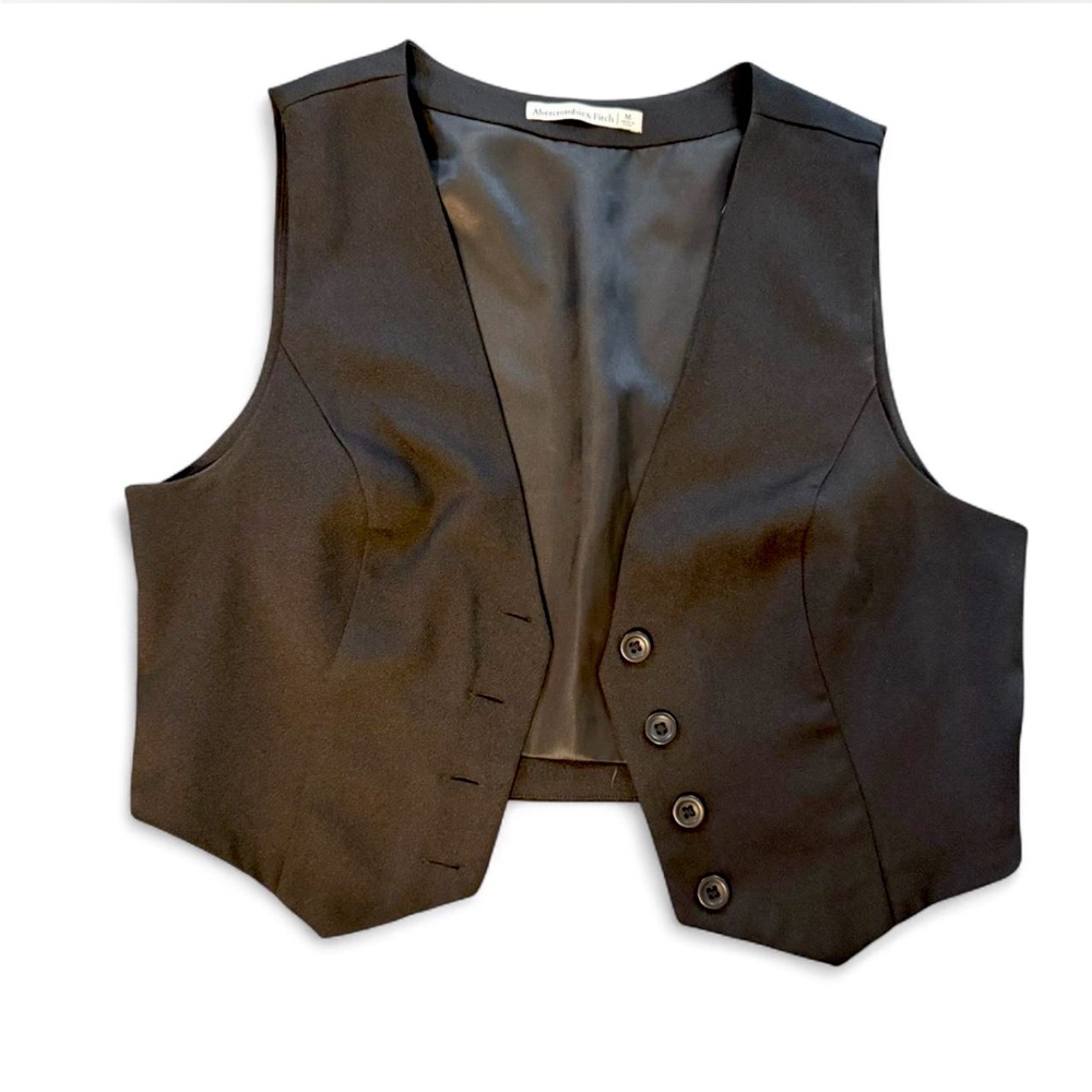 Black Abercrombie & Fitch button up vest. Size M.
